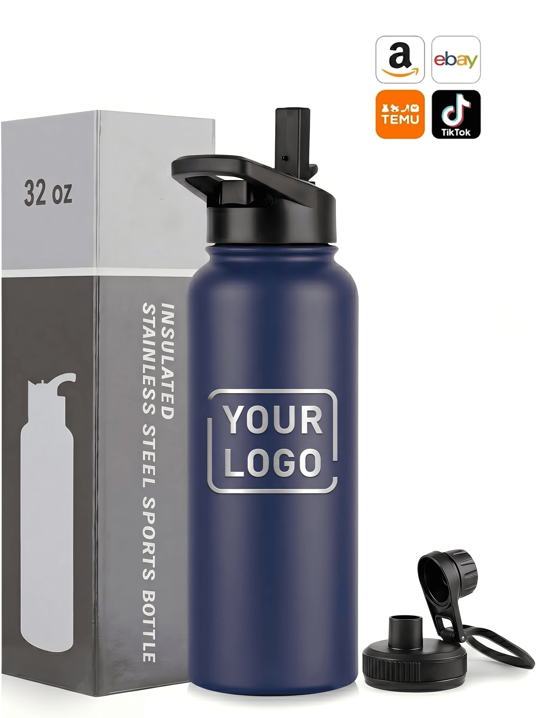 DTC brand buyer receiving a branded tumbler at a trade show