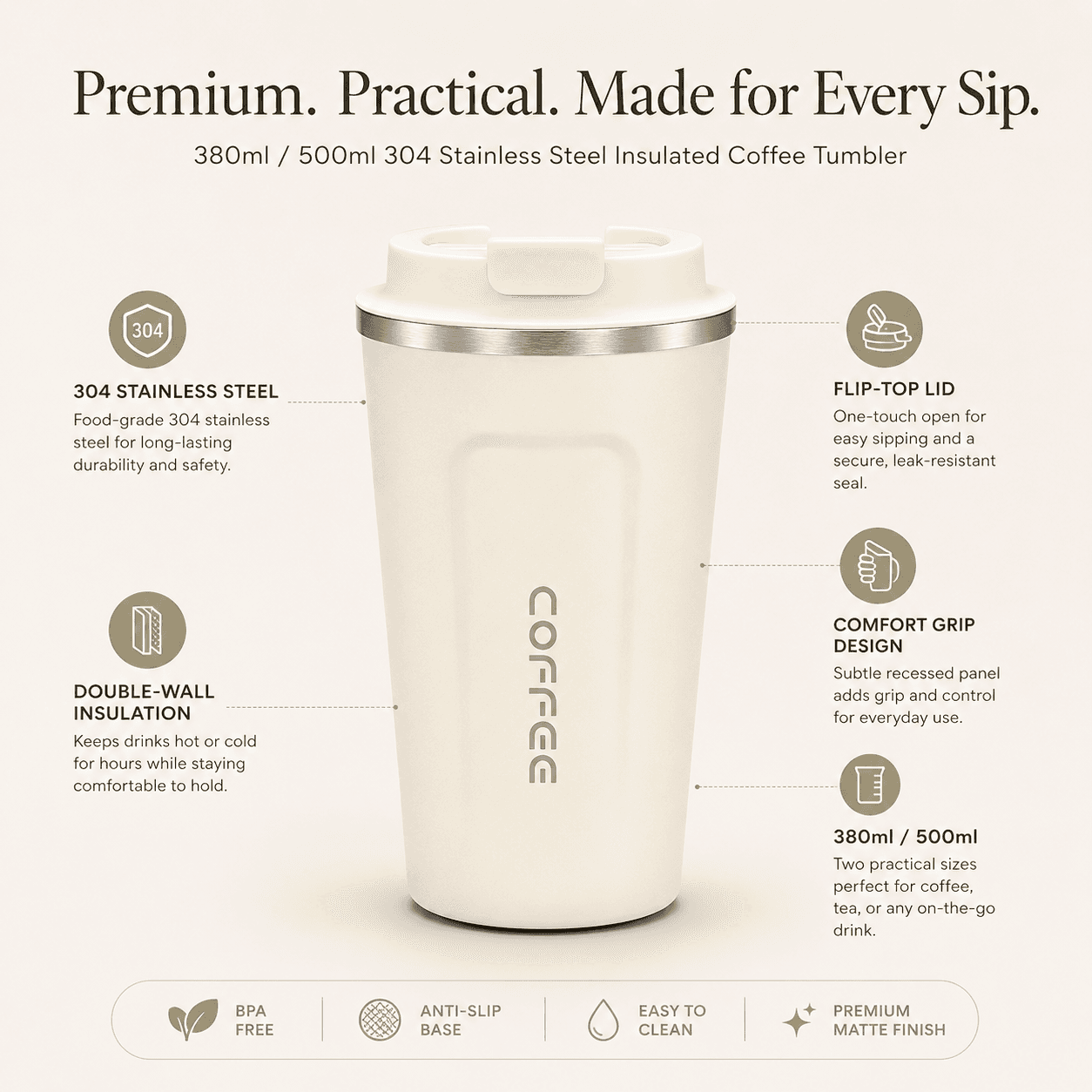 custom leak proof stainless steel tumbler with straw detail image 2