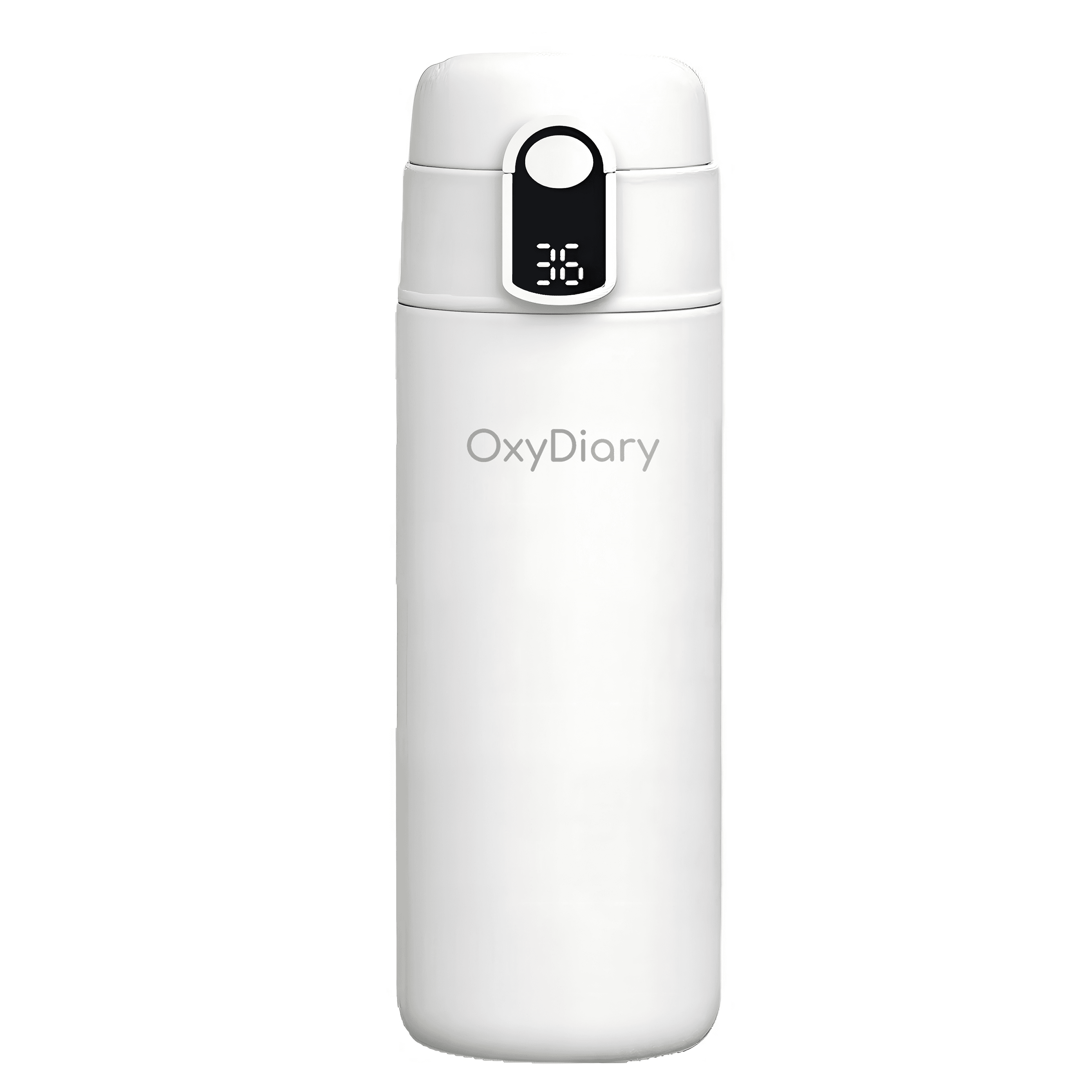 Blue OxyDiary smart bottle with magnetic phone holder