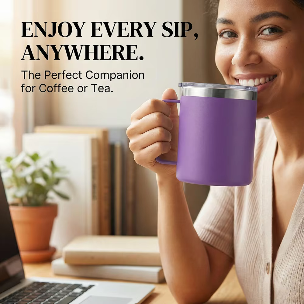 Custom 14oz Leak Proof Straw Lid Coffee Cup thumbnail 3