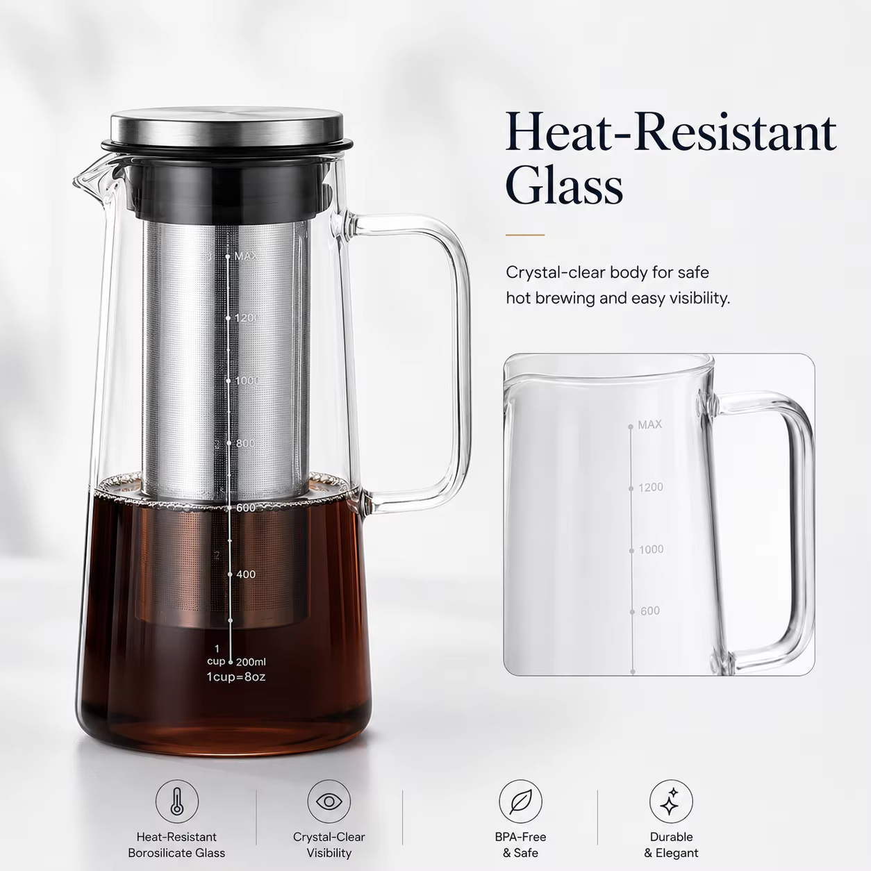 Custom 1L Borosilicate Glass Carafe thumbnail 1