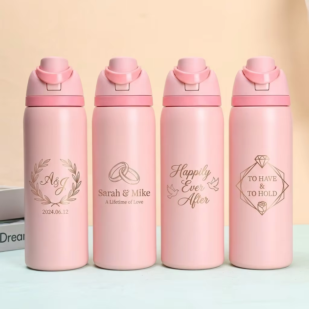 custom wedding gift stainless steel sports bottle detail image 1