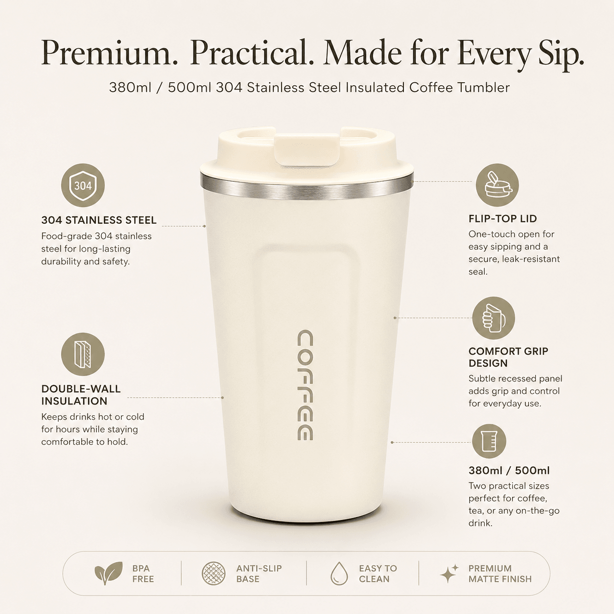 custom leak proof stainless steel tumbler with straw detail image 2