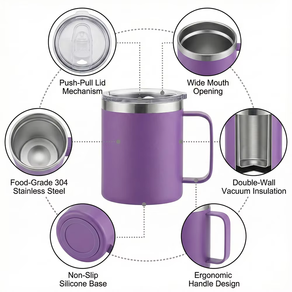 custom leak proof straw lid stainless steel coffee cup 14oz application scenario 1