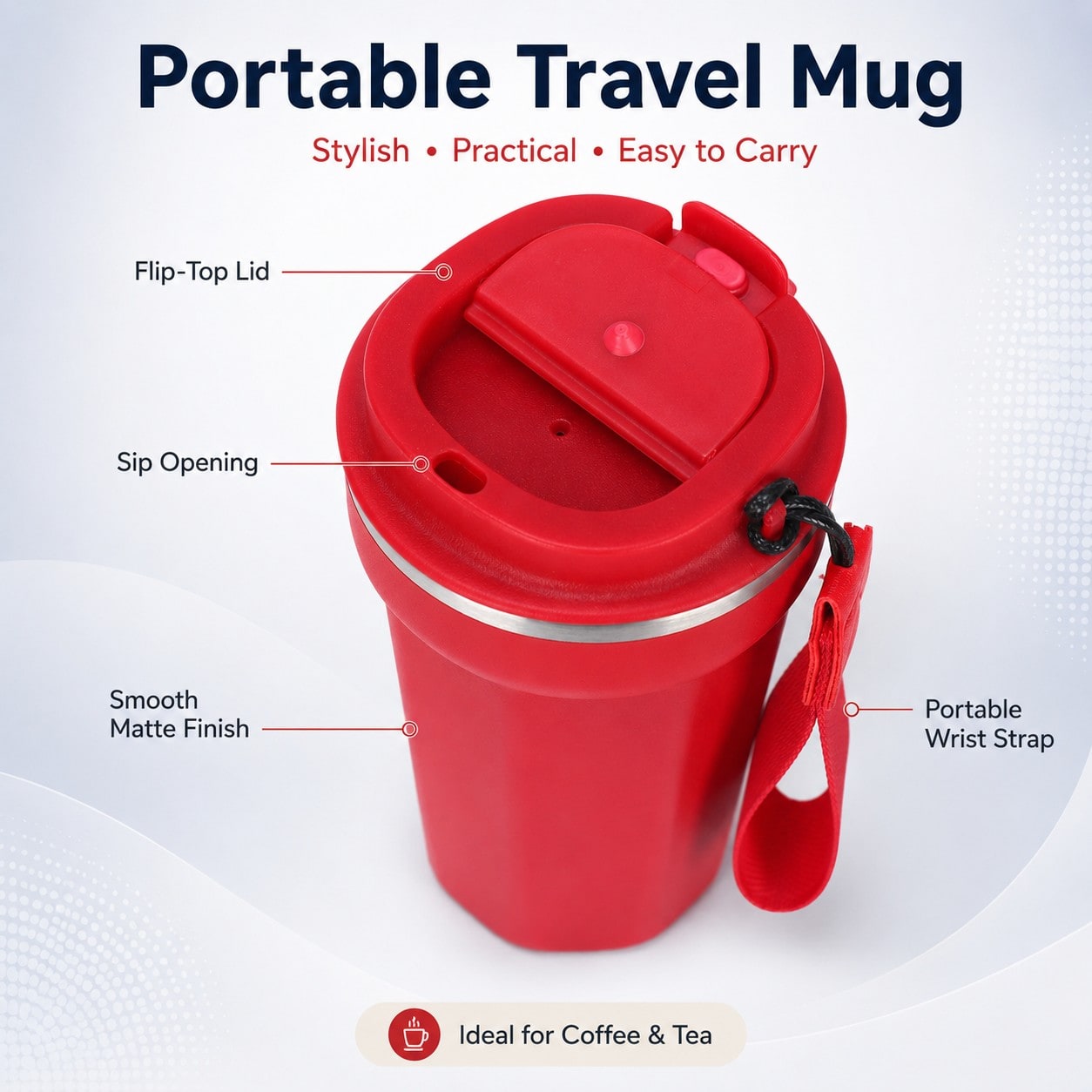 custom logo vacuum insulated stainless steel coffee cup 17oz detail image 2