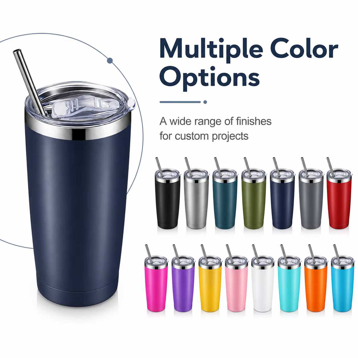 custom insulated straw lid stainless steel tumbler 20oz detail image 3