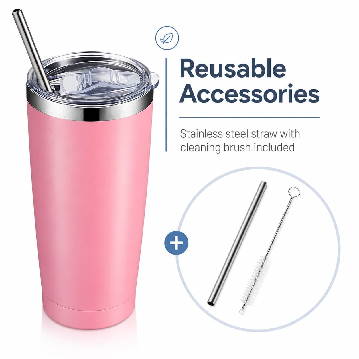 custom vacuum insulated stainless steel coffee cup 20oz detail image 2