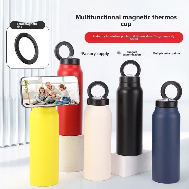custom logo magnetic phone holder stainless steel sports bottle 24oz detail image 2