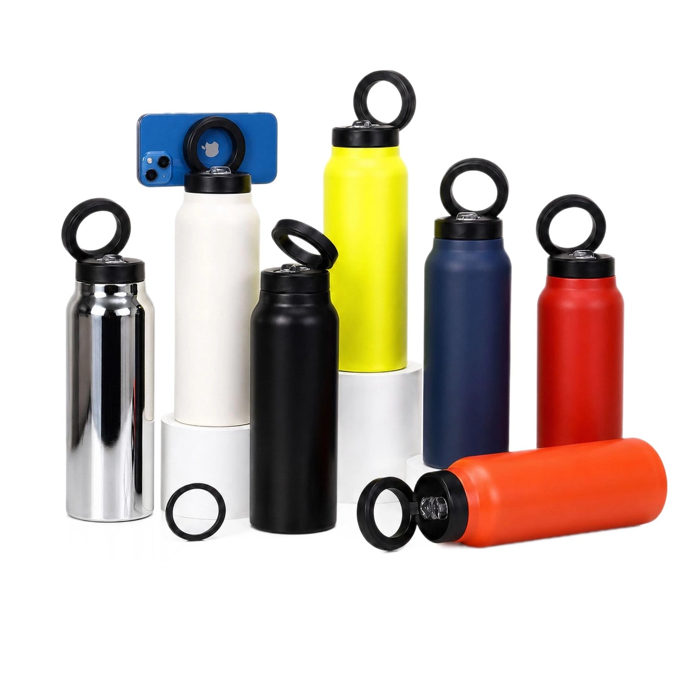 custom logo magnetic phone holder stainless steel sports bottle 24oz application scenario 1