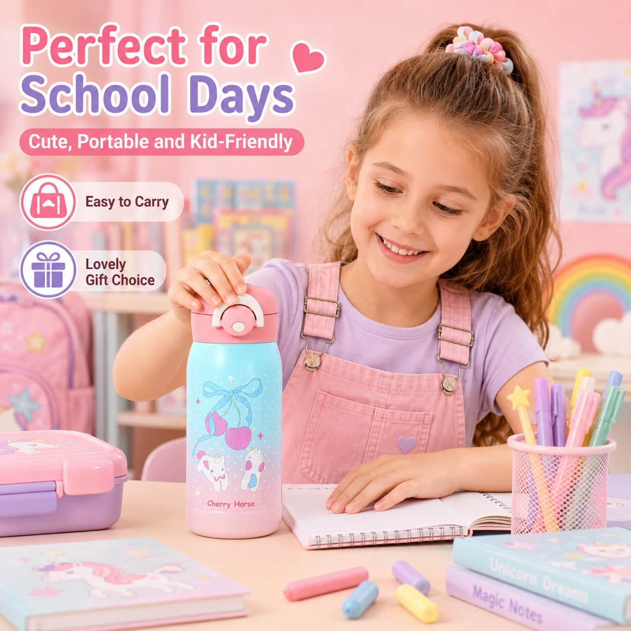 custom frosted kids stainless steel water bottle 300mL application scenario 1