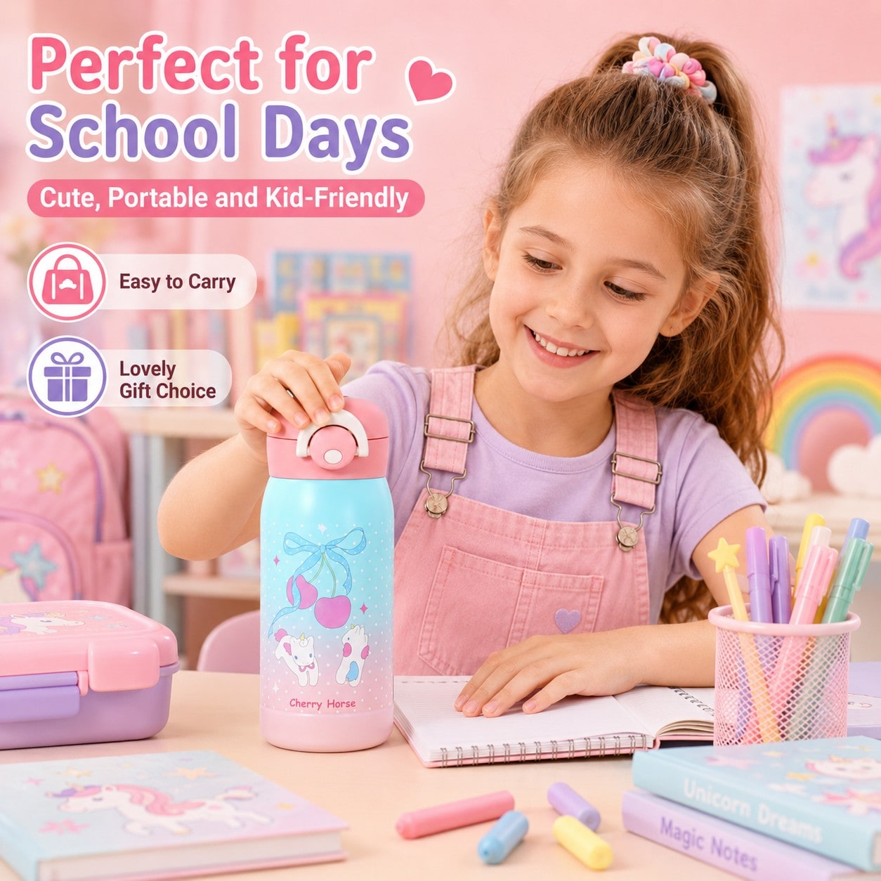 custom frosted kids stainless steel water bottle 300mL application scenario 1
