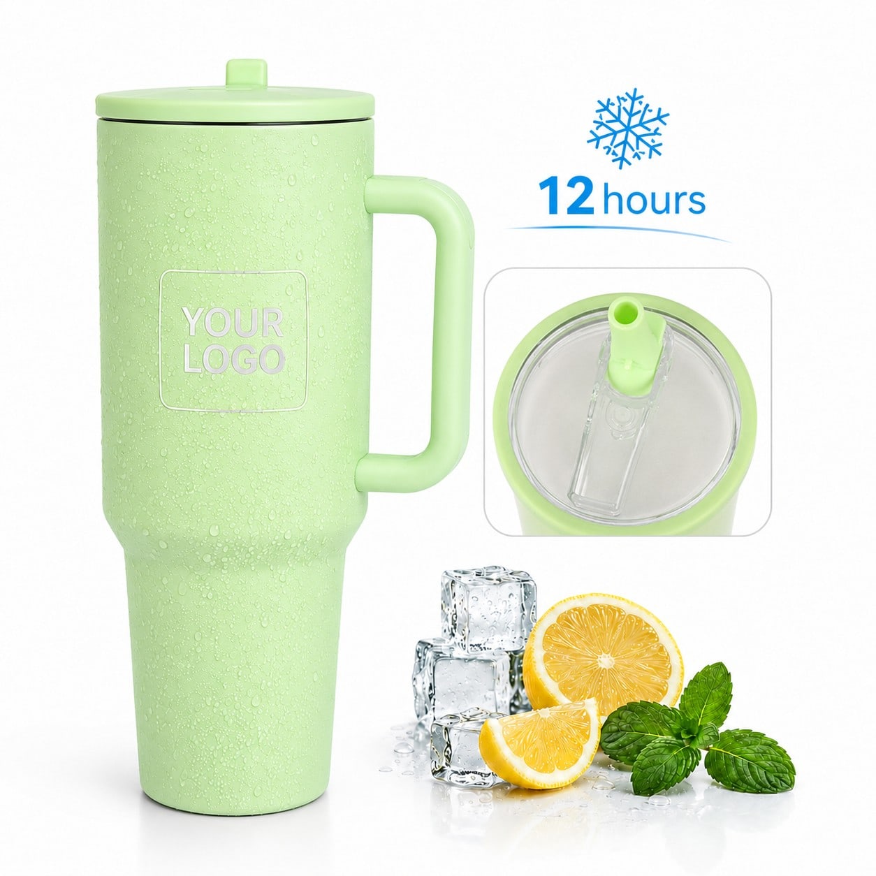 custom logo frosted stainless steel sports bottle 40oz