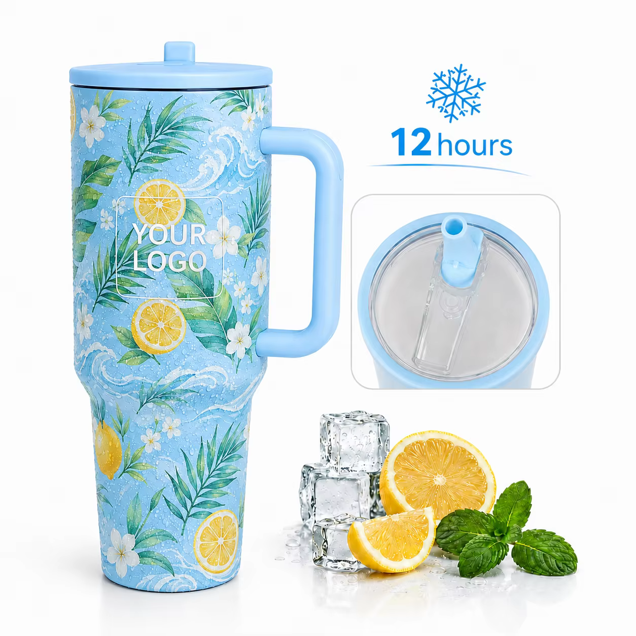 Custom 40oz Straw Lid Frosted Water Bottle main product image