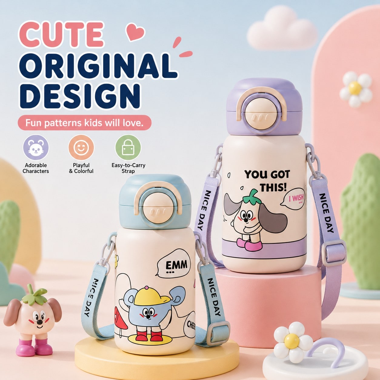 custom frosted kids stainless steel water bottle detail image 2