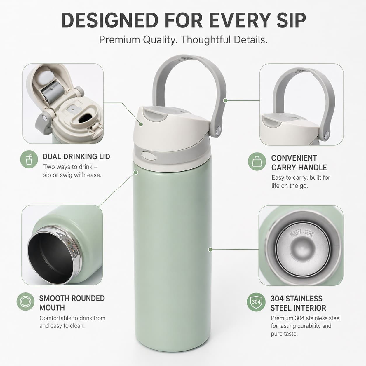 custom logo gift set stainless steel sports bottle detail image 3