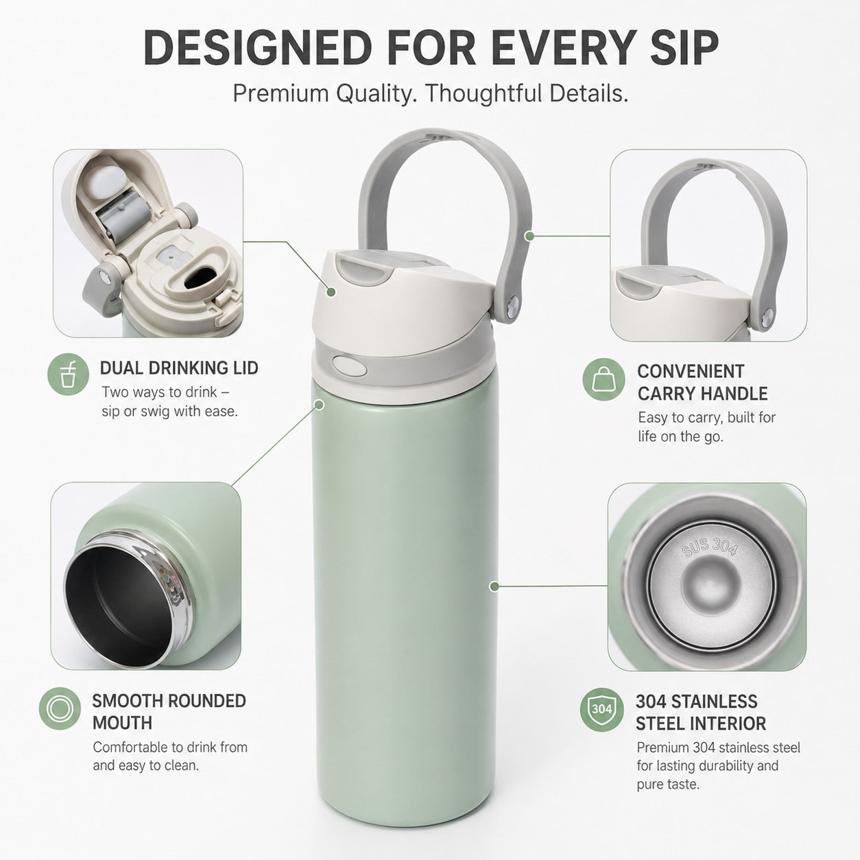 custom logo gift set stainless steel sports bottle detail image 3