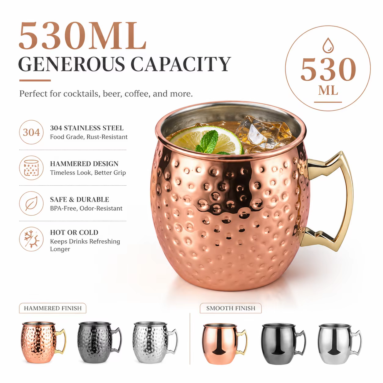custom hammered stainless steel Moscow mule mug detail image 1
