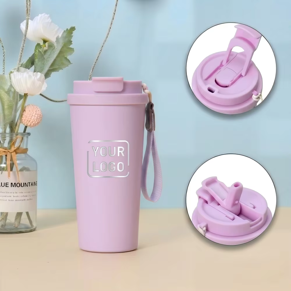 custom straw lid gift set stainless steel coffee cup oem