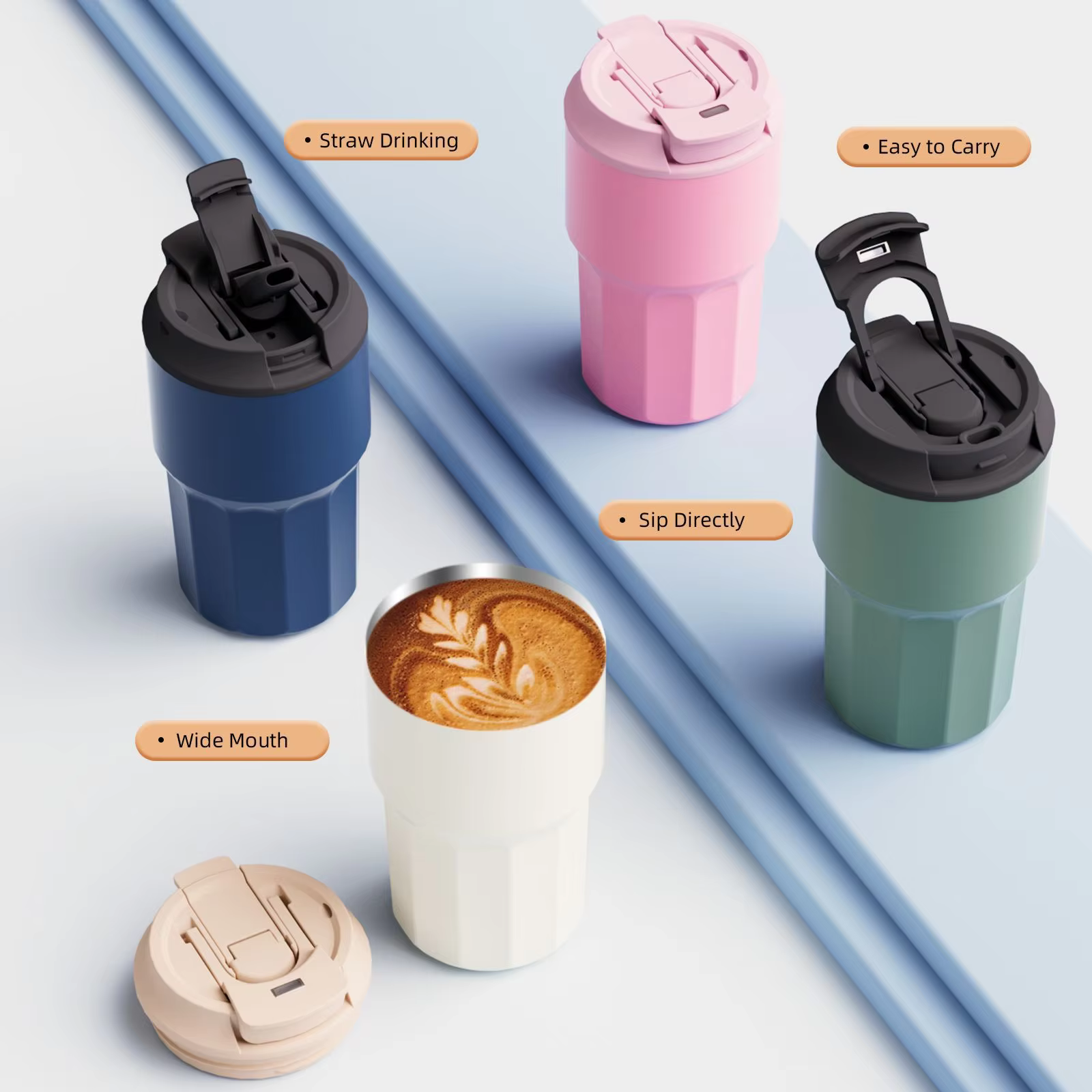 custom straw lid wedding gift stainless steel coffee cup